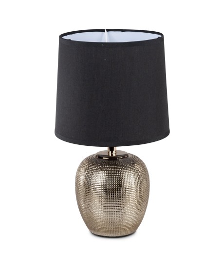 Tisch - Lampe Höhe 36 cm Antik Gold mit schwarzem Schirm