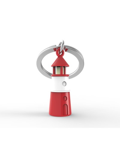 Schlüsselanhänger Leuchtturm, Rot/Weiß