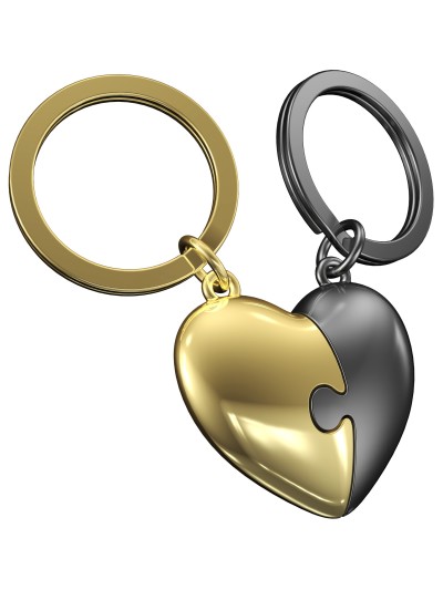 Schlüsselanhänger Puzzle Herz, Gold/Titan