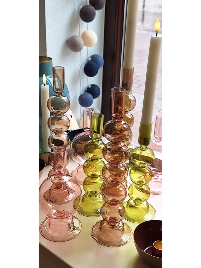 Kerzenleuchter "Jana" Glas, Altrosa 18 cm