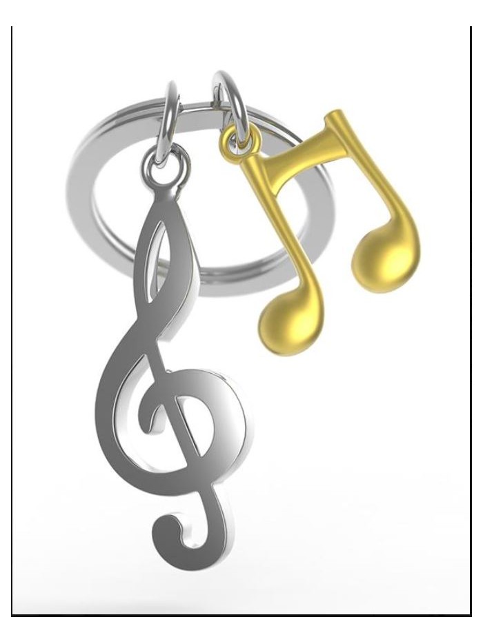 Schlüsselanhänger Notenschlüssel, Silber/ Gold Schlüsselanhänger Notenschlüssel, Silber/ Gold