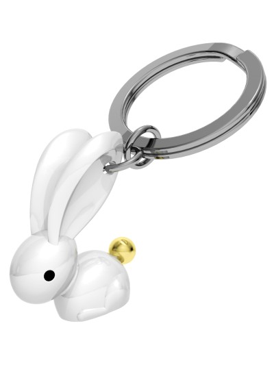 Schlüsselanhänger Kaninchen, Weiß/Gold