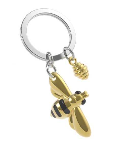 Schlüsselanhänger Honigbiene, Gold/Schwarz