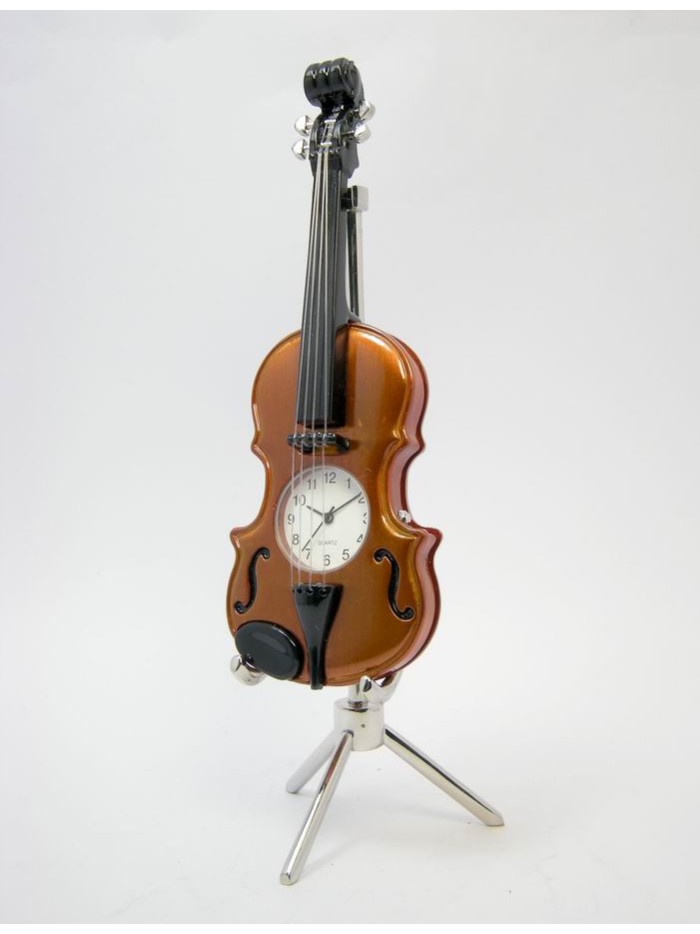 Tischuhr Cello Metall braun-schwarz