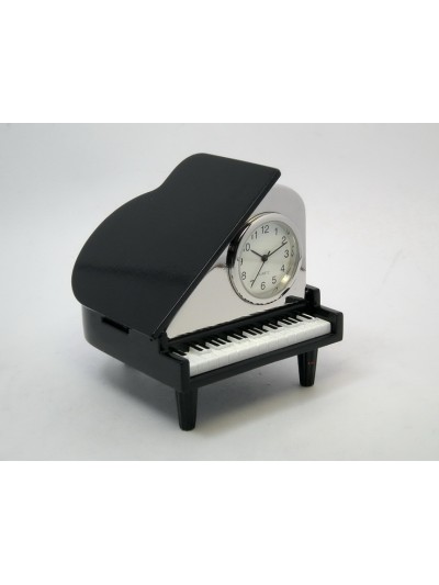 Tischuhr Piano Metall silber-schwarz-weiß
