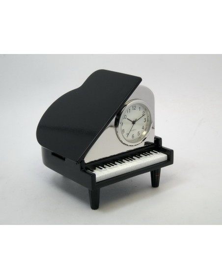 Tischuhr Piano Metall silber-schwarz-weiß