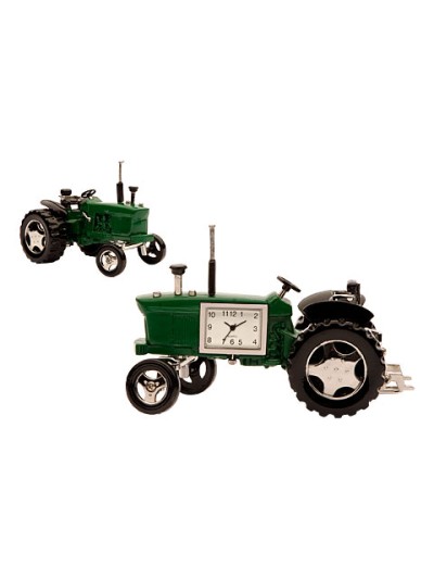 Tischuhr "Trecker" Metall Grün-Schwarz
