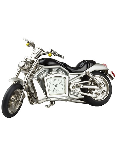 Tischuhr "Chopper" Motorrad Metall Chrom-Schwarz