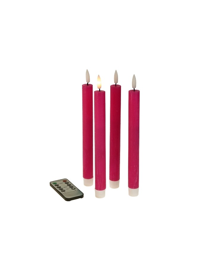 LED Echtwachs Stabkerze Pink 4 tlg. mit Fernbedienung LED Echtwachs Stabkerze Pink 4 tlg. mit Fernbedienung