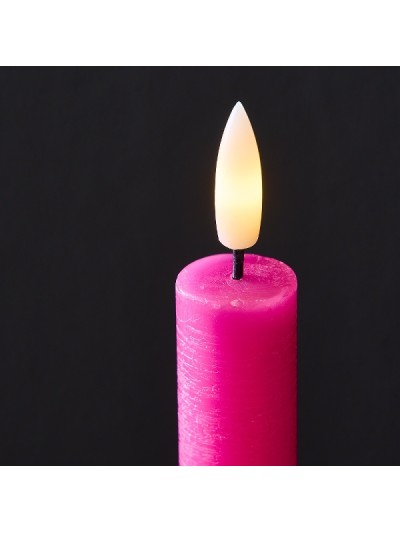 LED Echtwachs Stabkerze Pink 4 tlg. mit Fernbedienung
