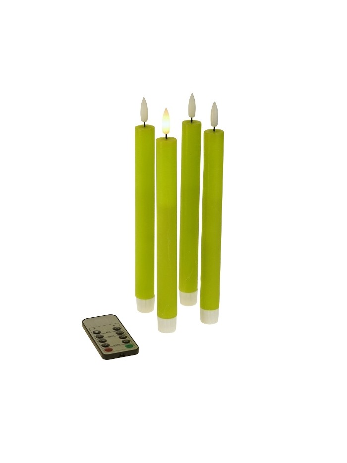 LED Echtwachs Stabkerze Grün 4 tlg. mit Fernbedienung LED Echtwachs Stabkerze Grün 4 tlg. mit Fernbedienung