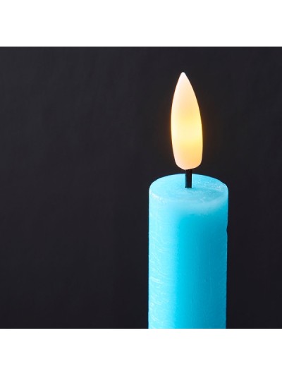 LED Echtwachs Stabkerze Blau 4 tlg. mit Fernbedienung