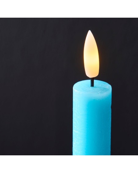LED Echtwachs Stabkerze Blau 4 tlg. mit Fernbedienung