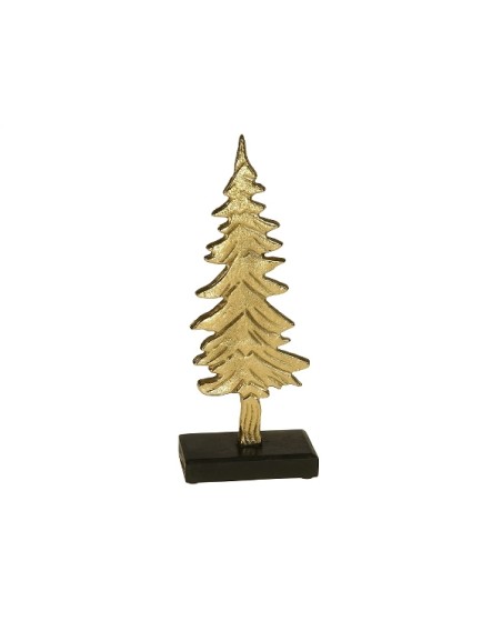 Tanne groß, Gold-Schwarz, Alu Mango-Holz, 12 x 5,5 x 31 cm