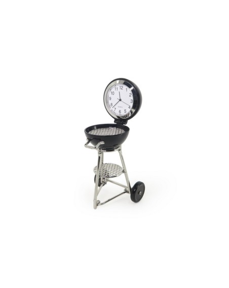 Tischuhr Grill Metall silber-schwarz