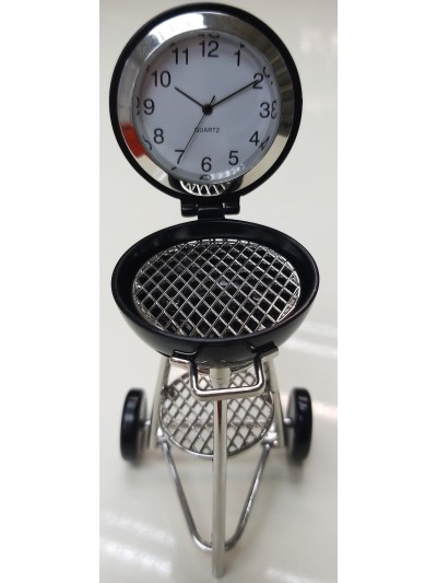 Tischuhr Grill Metall silber-schwarz