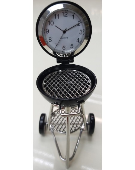 Tischuhr Grill Metall silber-schwarz