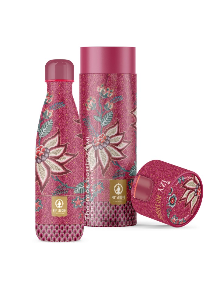 Thermosflasche, Wasserflasche Bottle "Flower Festival" dunkelpink, 500 ml