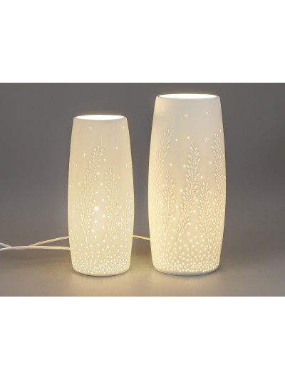Lampe/Tischlampe Blätterzweige aus weißem Porzellan 32 cm Lampe/Tischlampe Blätterzweige aus weißem Porzellan 32 cm