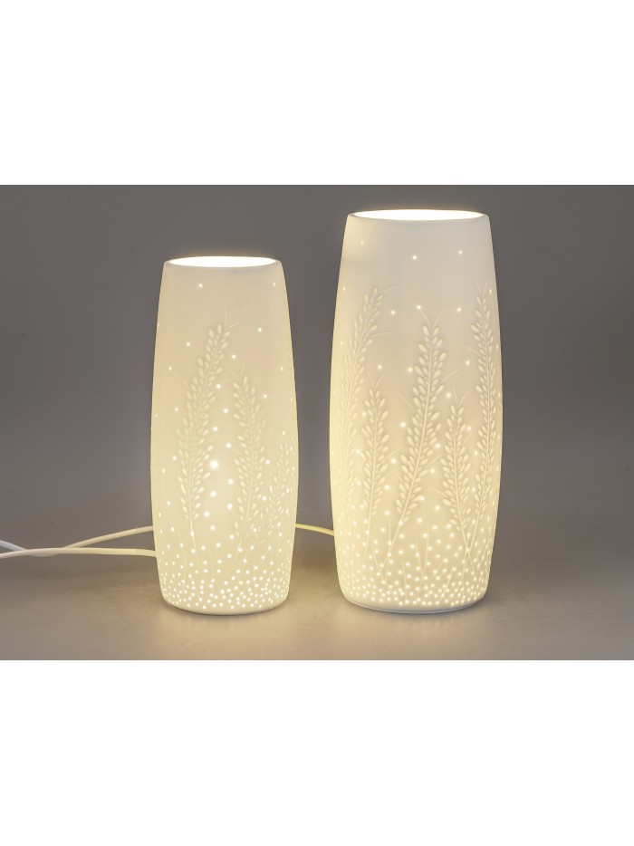 Lampe/Tischlampe Blätterzweige aus weißem Porzellan 32 cm Lampe/Tischlampe Blätterzweige aus weißem Porzellan 32 cm