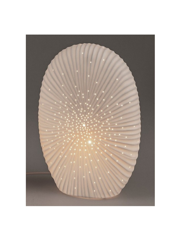 Tischlampe Lampe Oval aus Porzellan, 22x32x10 cm, weiß Tischlampe Lampe Oval aus Porzellan, 22x32x10 cm, weiß