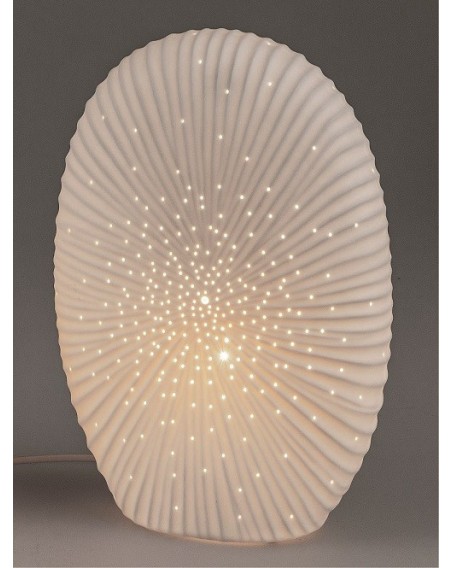 Tischlampe Lampe Oval aus Porzellan, 22x32x10 cm, weiß
