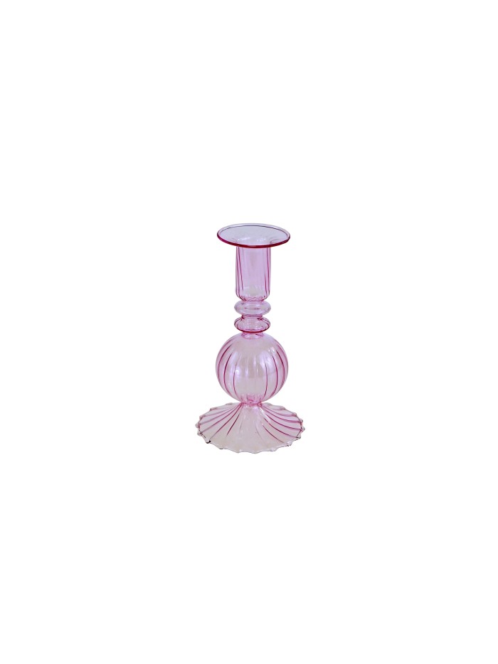 Kerzenleuchter "Jette" Glas, Rosa 8 x 15,5 cm