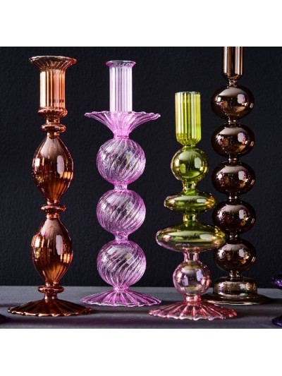 Kerzenleuchter "Ylvie" Glas, Braun 8,5 x 25 cm