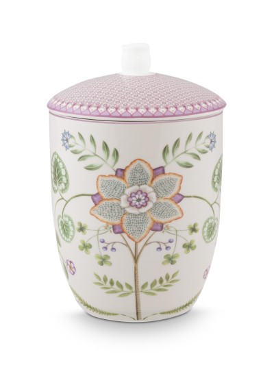Lily & Lotus Off White, Storage Vorratsdose, 1,5ltr. mit Gummiring im Deckel zum Frischhalten