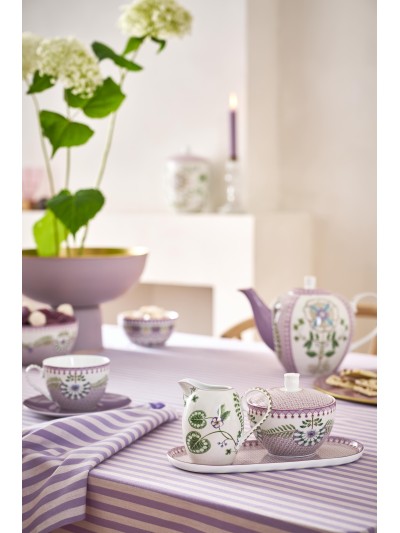 Lily & Lotus Tablett für Milch und Zucker Tiles Lilac, 25 x 12 cm