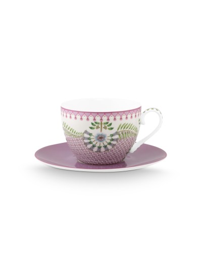 Lily & Lotus Cappuccino Kaffee Tee Tasse 2 tlg. Tiles Lilac 280 ml