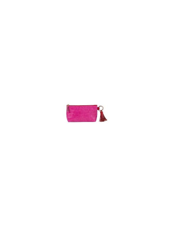 Kosmetiktasche Majoie Kroko-Leder-Optik Pink 18x10x5cm