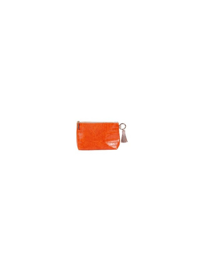 Kosmetiktasche Majoie Kroko-Leder-Optik Orange 21x14x8cm