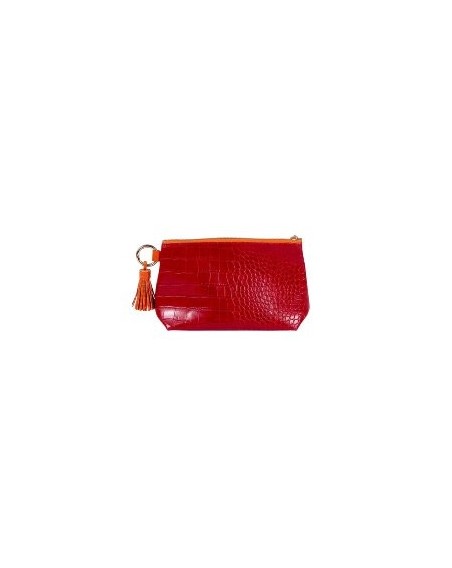 Kosmetiktasche Majoie Kroko-Leder-Optik Rot 21x14x8cm