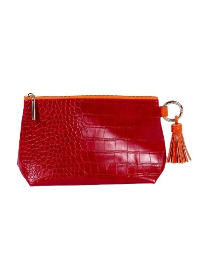 Kosmetiktasche Majoie Kroko-Leder-Optik Rot 21x14x8cm