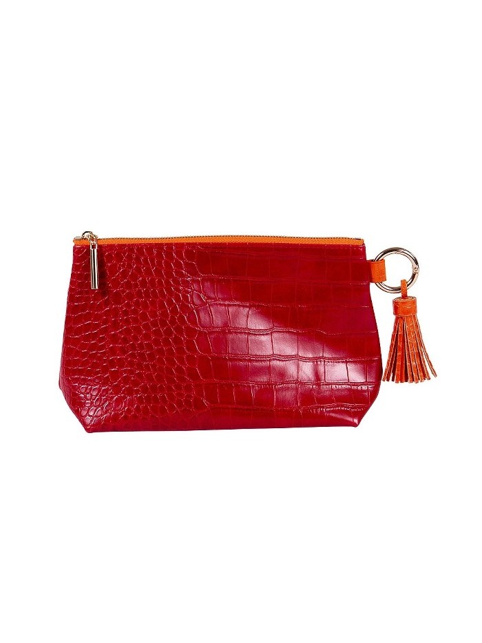 Kosmetiktasche Majoie Kroko-Leder-Optik Rot 21x14x8cm Kosmetiktasche Majoie Kroko-Leder-Optik Rot 21x14x8cm