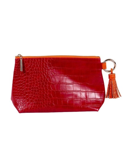 Kosmetiktasche Majoie Kroko-Leder-Optik Rot 21x14x8cm
