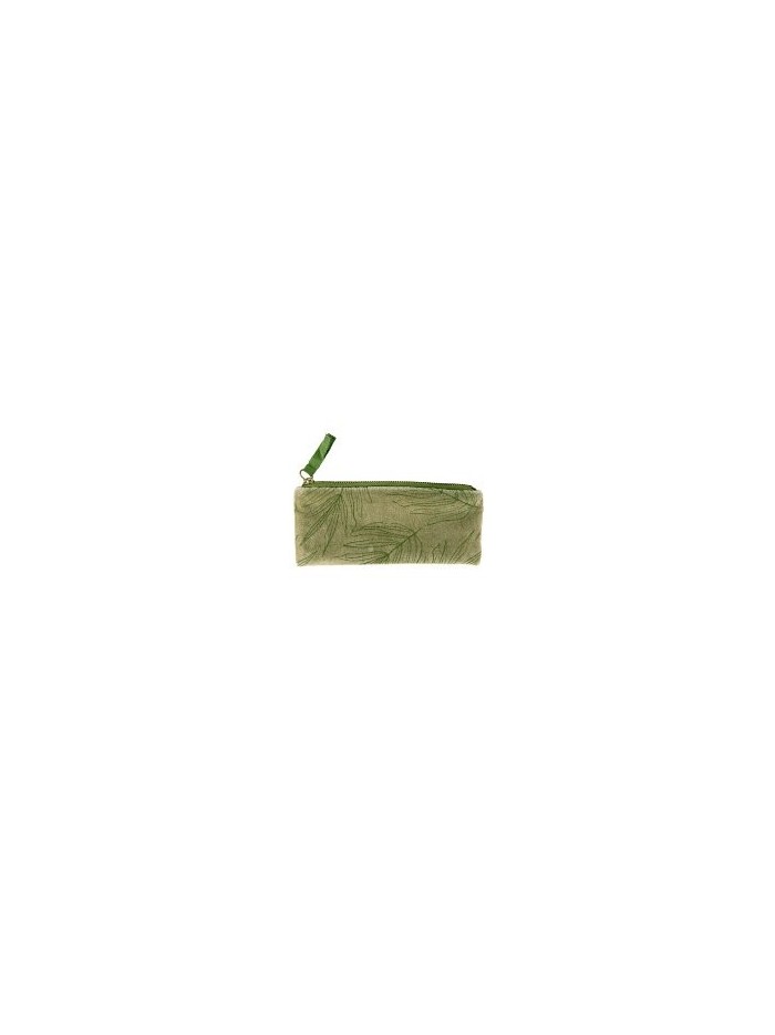 Münztasche Kosmetiktasche Portemonnaie Samt Salbei Blätter 20x8,5cm
