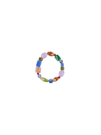 Armband Multicolor, Echte Glasperlen, Majoie Gummizug