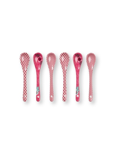 Flower Festival Teelöffel 6er Set dunkel pink