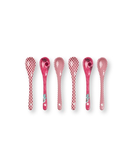 Flower Festival Teelöffel 6er Set dunkel pink