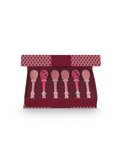 Flower Festival Teelöffel 6er Set dunkel pink