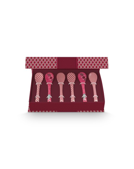 Flower Festival Teelöffel 6er Set dunkel pink
