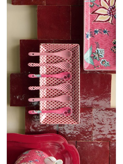Flower Festival Teelöffel 6er Set dunkel pink