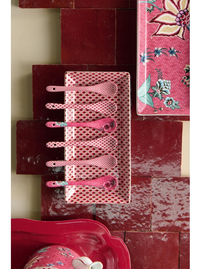 Flower Festival Teelöffel 6er Set dunkel pink