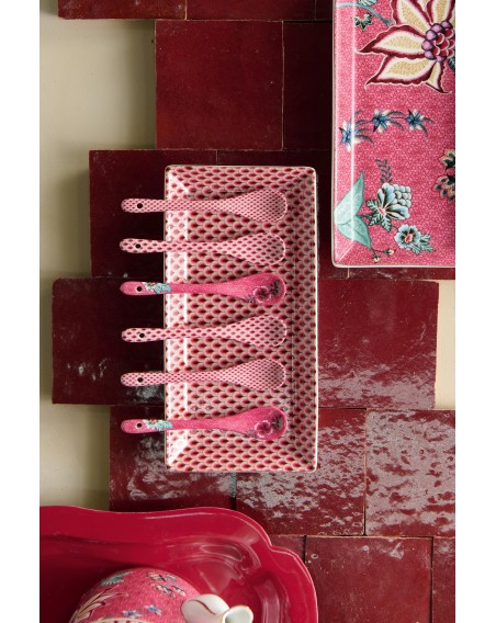 Flower Festival Teelöffel 6er Set dunkel pink