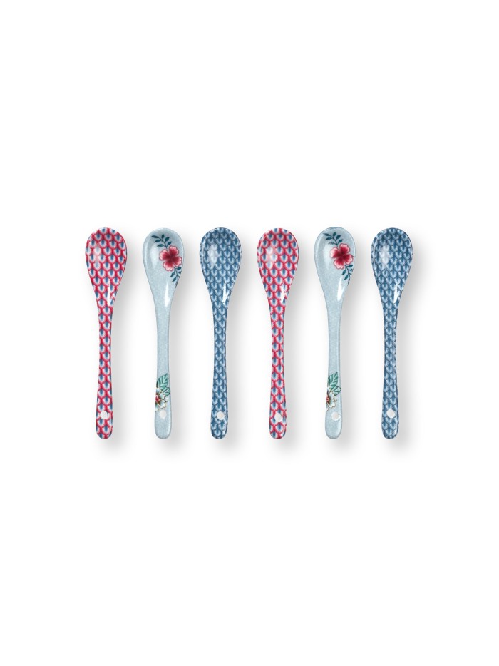 Flower Festival Teelöffel 6er Set Blau
