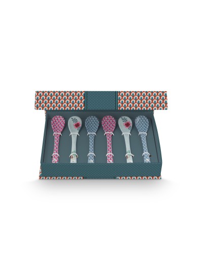 Flower Festival Teelöffel 6er Set Blau