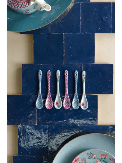 Flower Festival Teelöffel 6er Set Blau