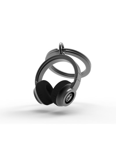 Schlüsselanhänger Headphone Kopfhörer Schwarz matt Titan